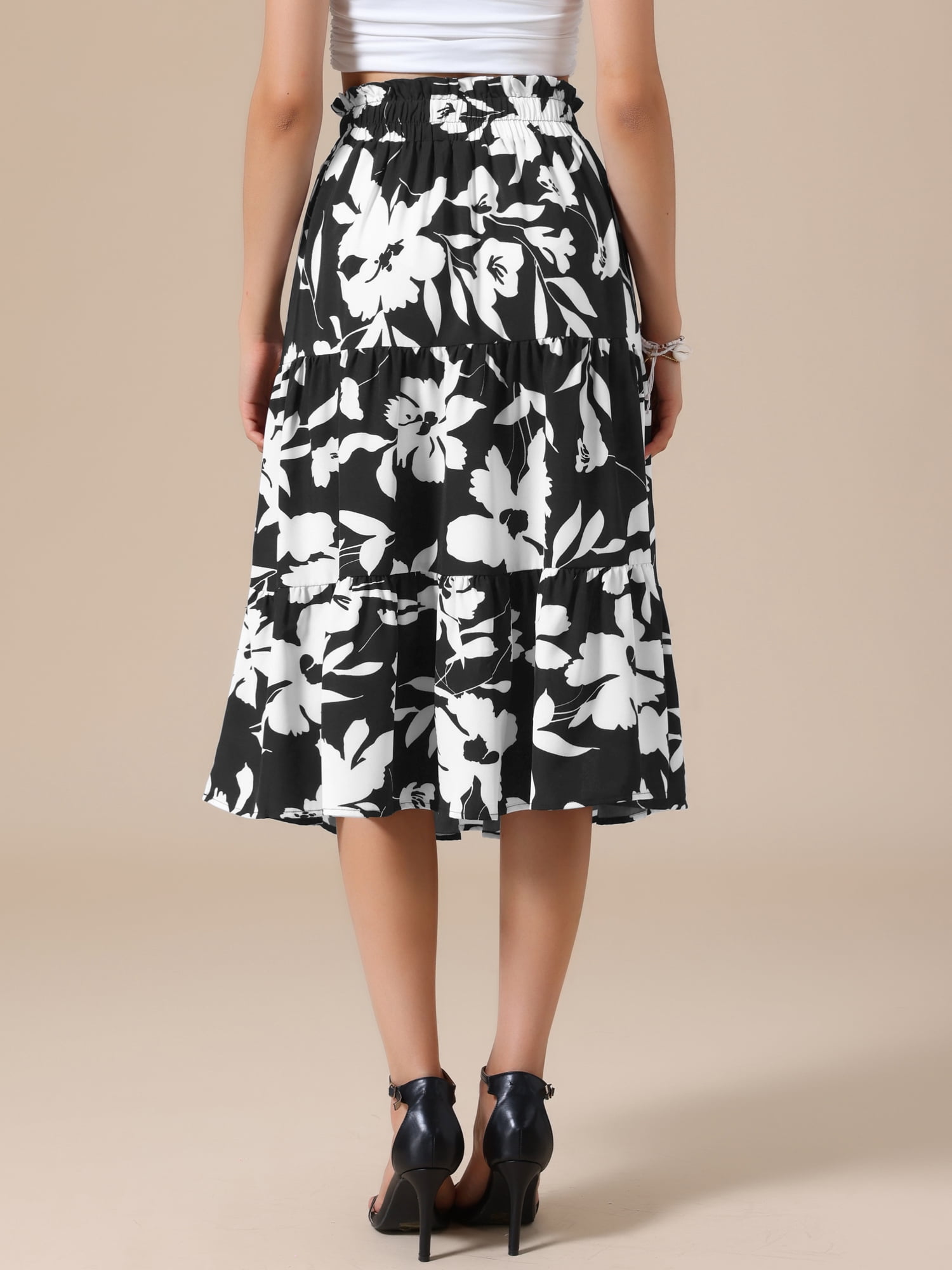 DARING DIVA Women's Dressy Flowy A-line Boho Skirts Small Black