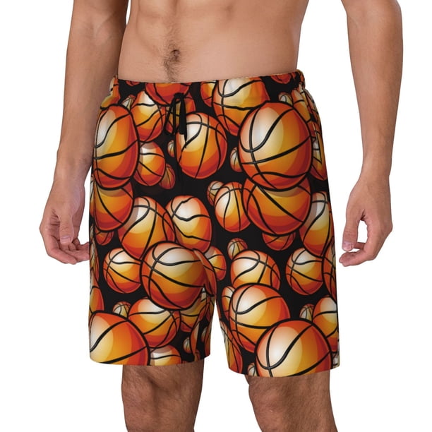 Balery Vintage Basketball Bañador para hombre, shorts de playa de secado rápido con entrepierna y forro de compresión-Small