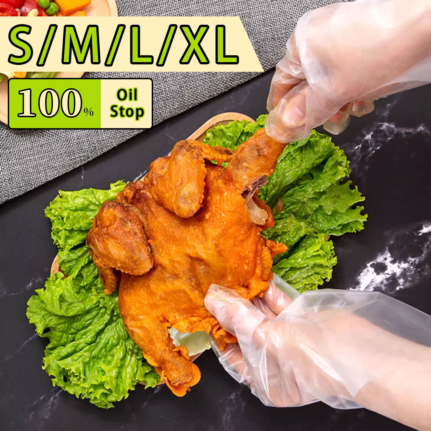 1000Pcs Food Prep Gloves Disposable, Clear Plastic Gloves Food Grade Waterproof, Oil-Resistant, Ambidextrous, Safe for Kitchen Cooking, Food Handling(S Size)
