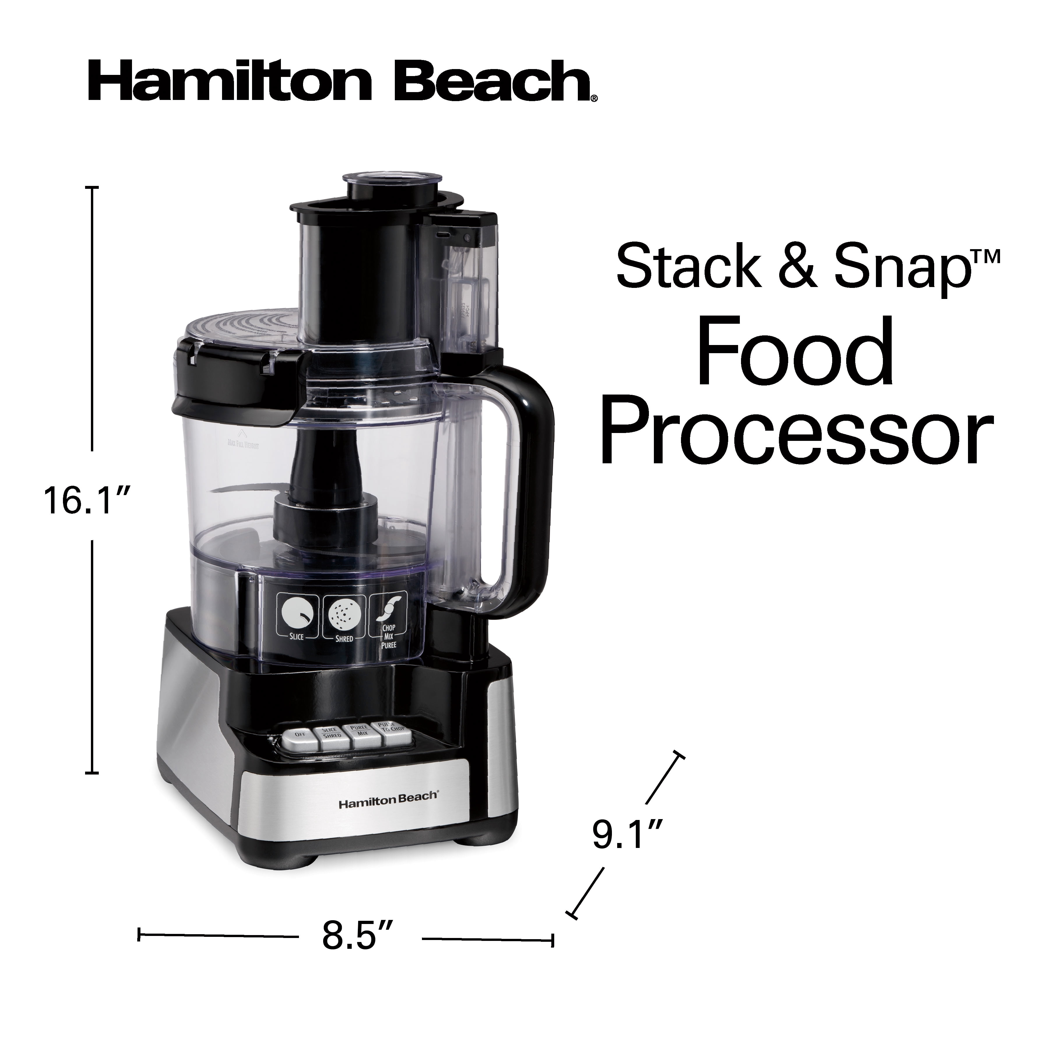 Hamilton Beach Stack Snap Food Processor 12 Cup Capacity Black And Stainless Model 70728 Walmart Walmart 