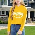 thumbnail image 2 of HNMKIU Girls Hoodies Long Sleeve Letter Graphic Cropped Pullover Solid Color Cute Casual Top for Teen Z06_Yellow,13-14 Years, 2 of 4
