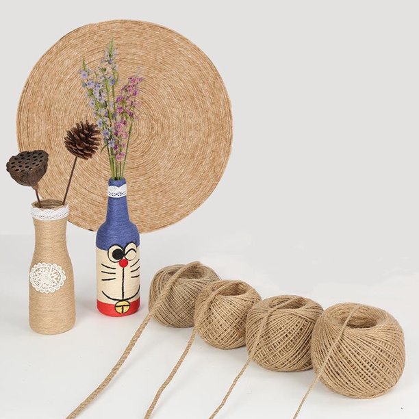 328 pies Jute Natural Twine multifunción Twine Brown Jute Cordón de cuerda Twine delgada Cáñamo de cáñamo para decoración de embalaje de regalos