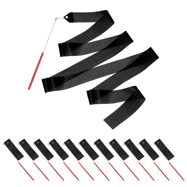Cintas de Danza Uxcell, Streamers de Gimnasia con Varita Antideslizante Bandera de Danza Negra