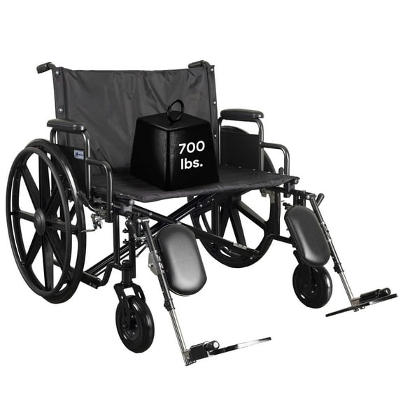 Medacure Ultra Wide Bariatric Wheelchair for Adults - 26" Seat - 700 lb. Cap. Elevated Leg Rests and Detachable Desk Arms