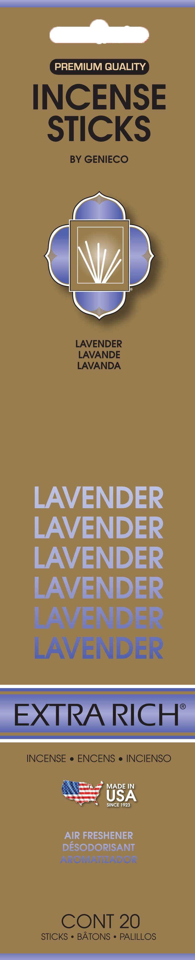 Genieco 20ct Extra Rich Incense Stick :Lavender