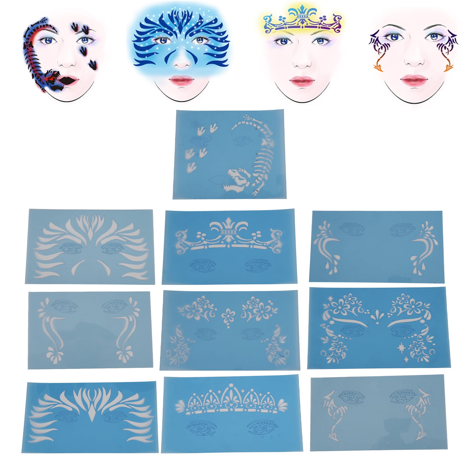 Face Paint Stencil Stickers, 10 Sheet Reusable Face Paint Stencil Body