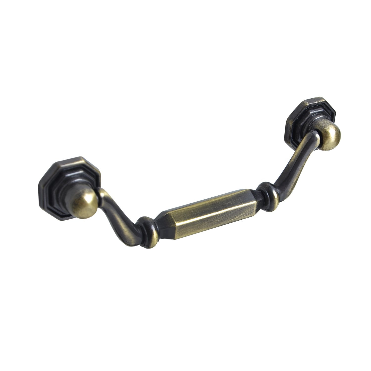 Utopia Alley 5pcs Suffolk Pull Handle - Decorative Cabinet Drop Pull Handles- Vintage Cabinet Hardware with Hand Finished Antique Brass - Metal Drawer Pull Handle, 3.8" Center to Center