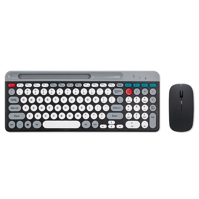 yeacher ZYG806 Clavier et Souris Bluetooth Sans Fil à Double Mode avec Support pour Téléphone, Noir