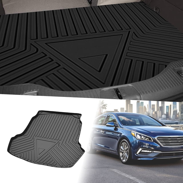 Unique Bargains Flat Face Cargo Liner Rear Trunk Mat Trunk Cargo Luggage Boot Tray Mat Stripes and Triangles Pattern for Hyundai Sonata 2015-2019 Anti-Slip