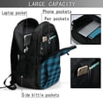 thumbnail image 4 of Balery Blue Black Plaid Mochila con carga USB para hombre y mujer - Mochila impermeable y antirrobo para laptop con puerto USB para viajes, trabajo, 4 of 7