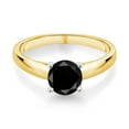 thumbnail image 2 of Gem Stone King 1.10 Cttw Round Black Diamond 10K Yellow and White Gold Ring Ring for Women | Gemstone Birthstone | Round 6.5MM (Size 6), 2 of 4