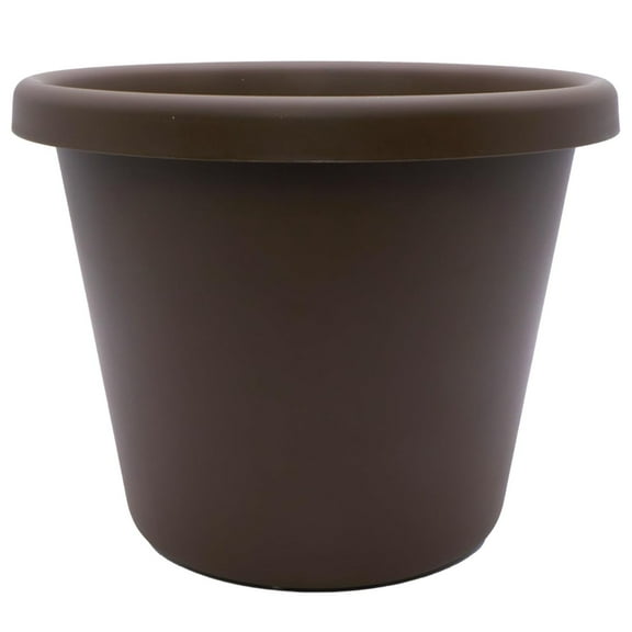 The HC Companies 17 Inch Round Classic Planter, Plastic Plant Pot, Chocolate