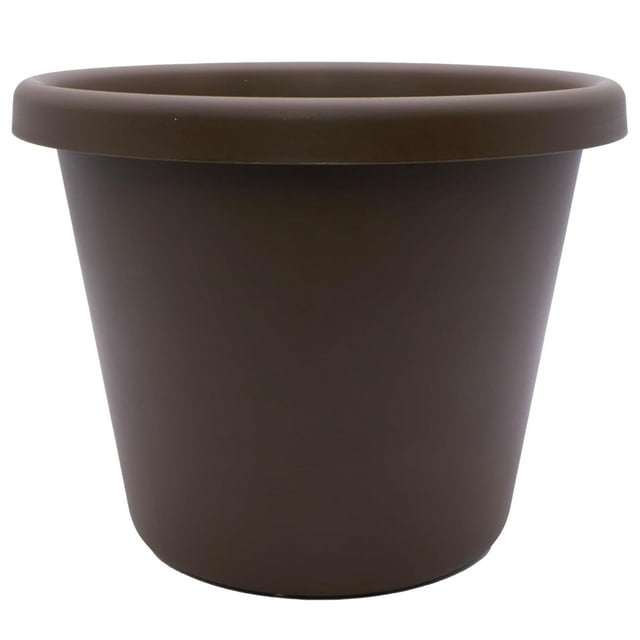The HC Companies Jardinière Ronde Classique de 17 Pouces, Pot de Plante en Plastique, Chocolat