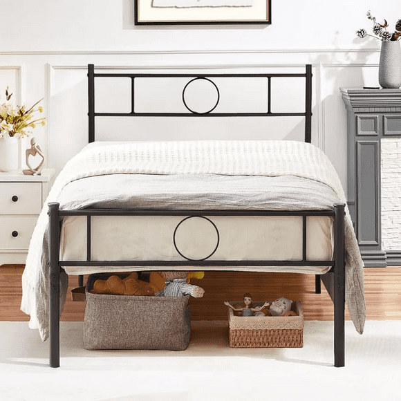 Cama Individual FurnitureR de Metal Plegable Negro