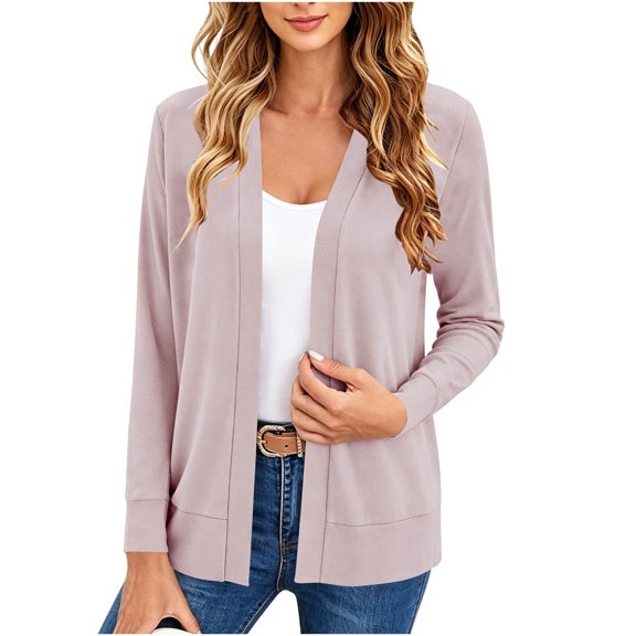 Sevevn Women's Lightweight Open Front Cardigan Sweaters Long Sleeve with Pockets Loose Fit Knit Tops Trendy Everyday Outfits for Shopping Stroll Casual Occasions