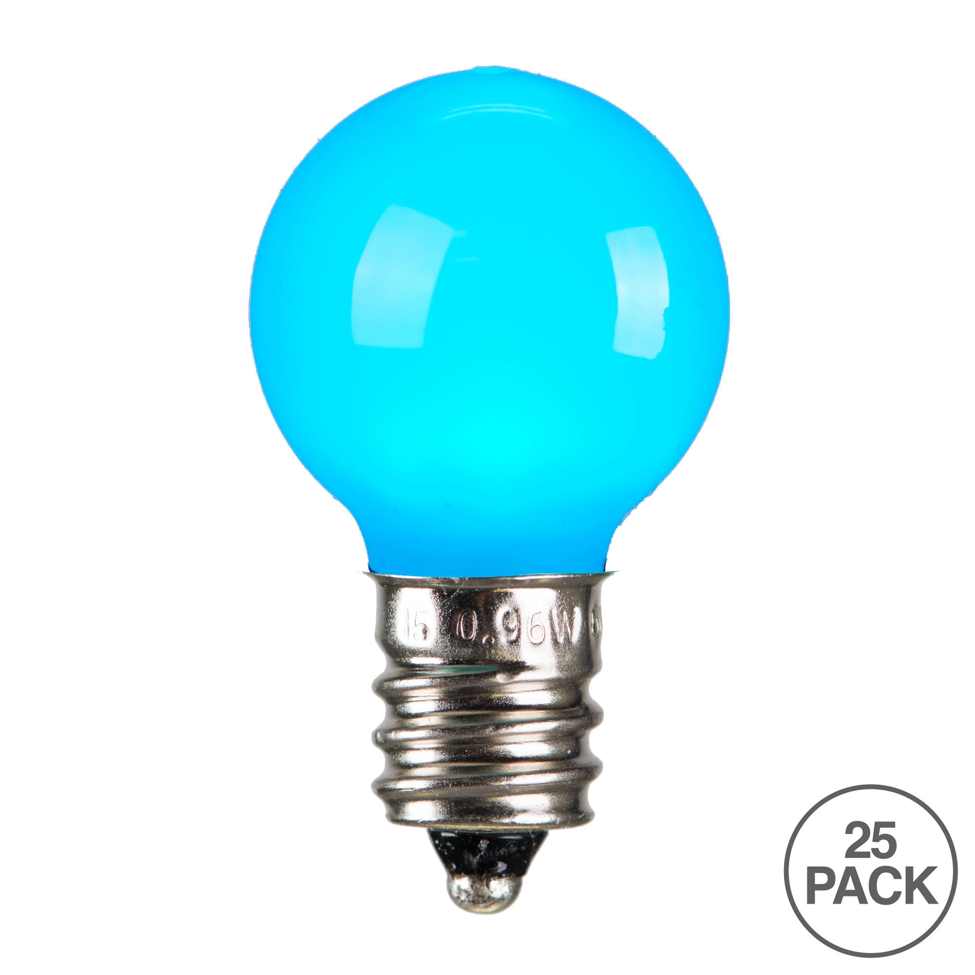 Vickerman G30 Teal Ceramic LED Nickel Base Bulb E12, 120V,  .6 Watts, Dimmable, 25 Bulbs per Pack