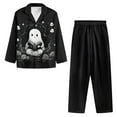 thumbnail image 6 of SEANATIVE Halloween Cute Ghost Button Up Pajamas for Women Size 2XL Long Sleeve Nightwear 2 Piece Pj Loungewear Tops and Pants with Pockets Women Night Shirts for Sleeping, 6 of 7