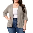 thumbnail image 3 of Edvintorg Lightweight Cardigans for Women Classic 3/27 Sleeve Open Front Button Down Cardigan Plus Size Tops Fashion Clothing, 3 of 7