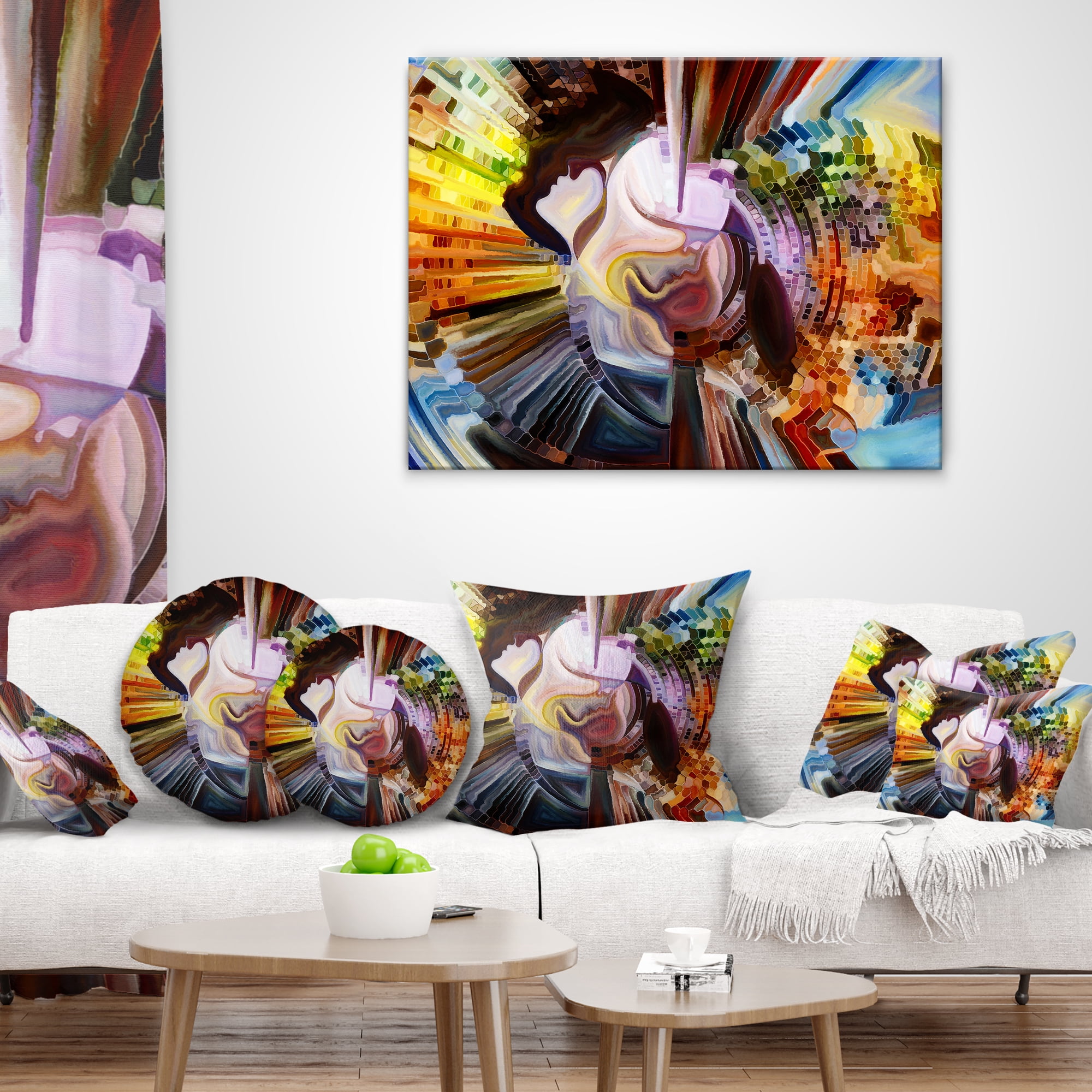 Designart Layers of Inner Paint - Abstract Throw Pillow - 12x20