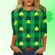 thumbnail image 1 of Uootdi St Patricks Day 3/4 Sleeve Shirt for Women Plus Size Funny Cute Saints Patrick's Tops Lucky Irish Shamrocks Printed Outfit Gift, 1 of 6