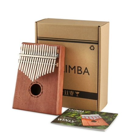 TOPCHANCE Best DKL-17 17 Key Kalimba Thumb Piano Solid Mahogany Wood Body With Instruction Book Hammer Bag with Some