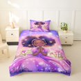 thumbnail image 2 of Castle Fairy Magical Fairy Afro Princess Twin Duvet Cover,Purple Star Flower Heart Twin Bedding,Purple Pink,1 Duvet Cover and 1 Pillowcase, 2 of 6