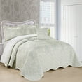 thumbnail image 2 of Home Soft Things 4-Piece Reversible Damask Embroidery Bedspread Set, Antique White, King 102"x90", 2 of 6