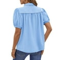 thumbnail image 5 of UVN Summer Short Sleeve Blouses for Women Casual Button Down Shirts V Neck Dressy Ladies Tops, 5 of 7