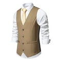 thumbnail image 3 of Bcfgryg Mens Fashion Stripes Retro Casual Suit Vest Men's Jacket Yellow XL, 3 of 5