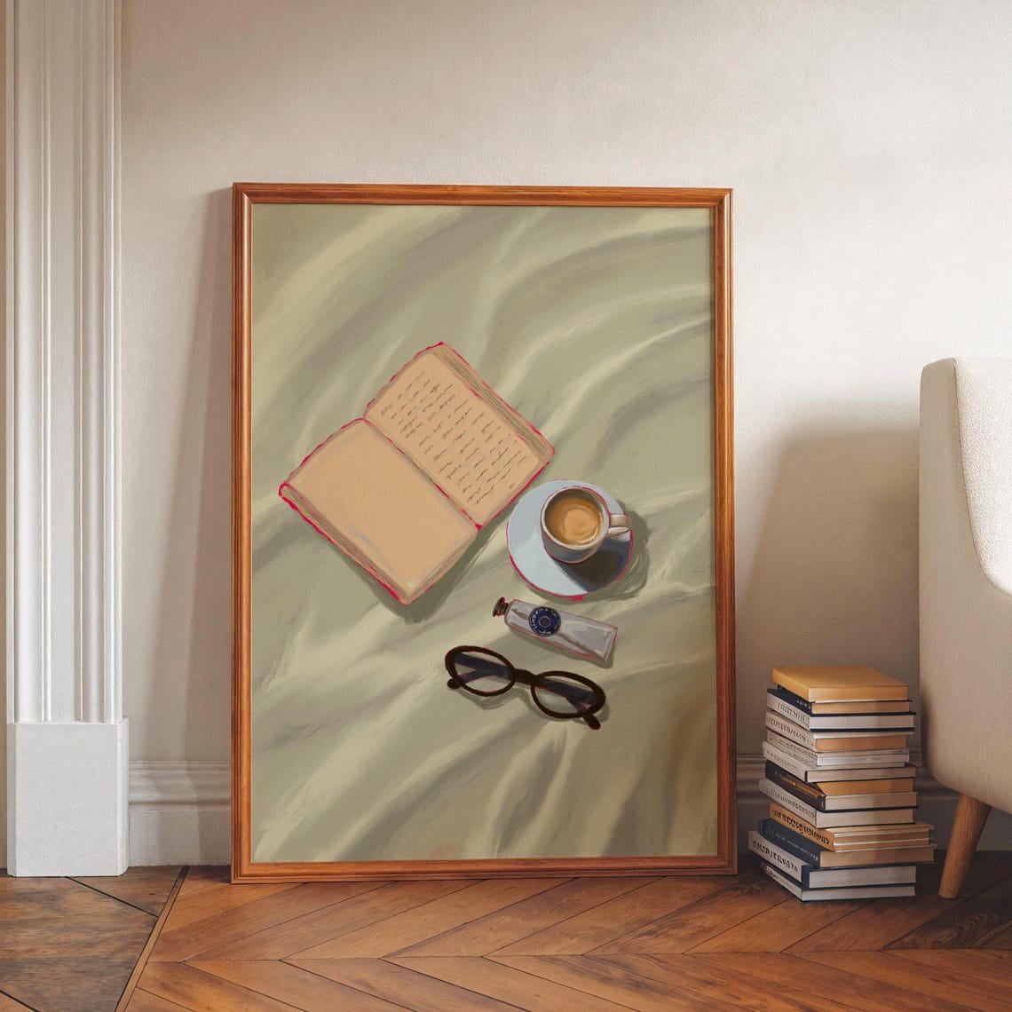 Vintage Book Lover Print Library Wall Art