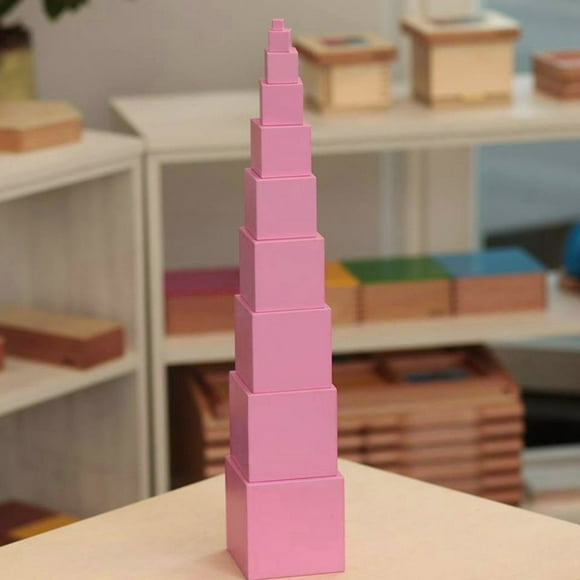 Hearth & Gear Montessori Jouet de Maths en Bois pour Enfants Tour Rouge Cube en Bois Massif Jouet d'Éducation Préscolaire pour Enfants Éducation pour la Conscience Critique Comportement Organisationnel en Éducation Mode