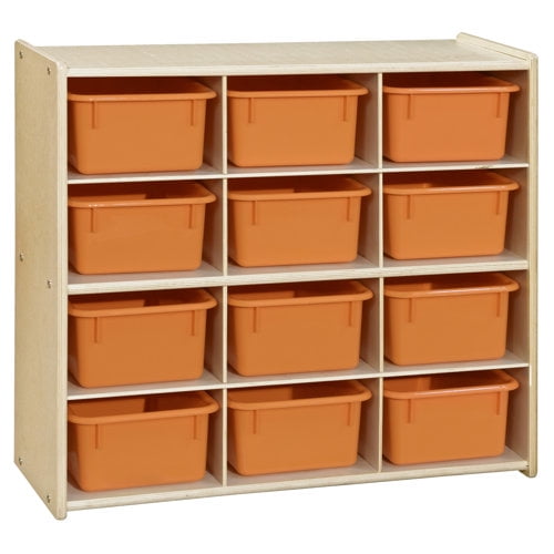 Wood Designs Baltic Birch Storage 12 Compartment Cubby with Trays