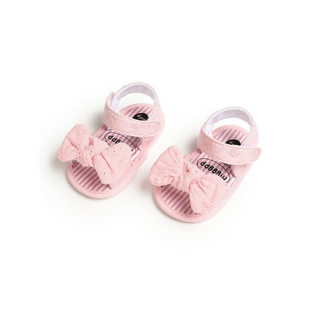 

Lacyhop Baby Beach Cute Bow Decor Summer Sandals Toddler Daily Comfortable Magic Tape Flats Durable First Walker Casual Shoes