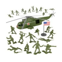 TimMee Plastic Army Men HELICOPTER Playset - OD Green 26pc Made in USA