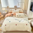 thumbnail image 1 of Lindo juego de cama de oso para niñas, funda de edredón de algodón lavado coreano, edredón bordado, juego de sábanas ajustables tamaño Queen y King, 1 of 6