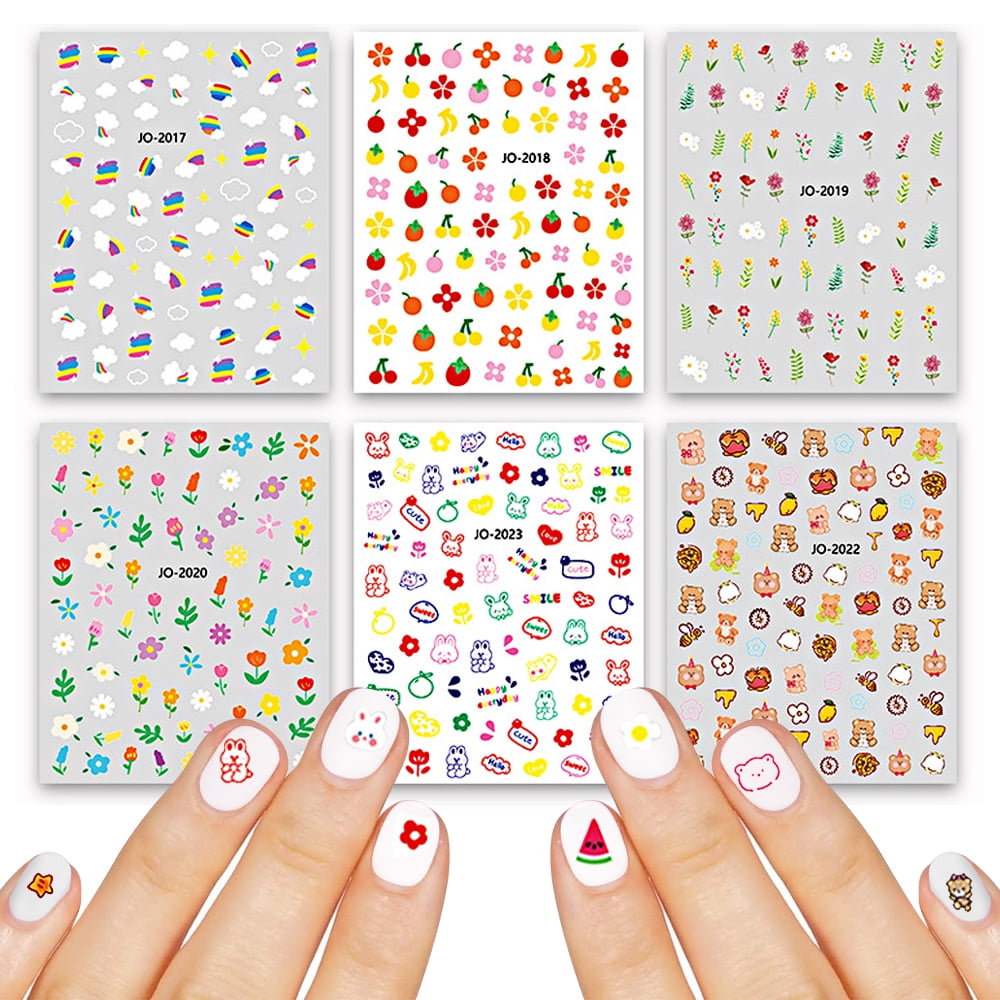6pcs Kids Nail Stickers Birthday Girl Party, DIY Home Activity, Gift
