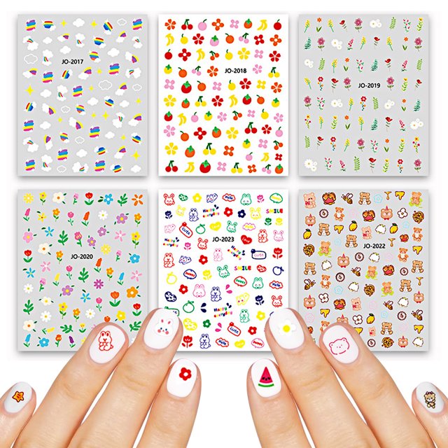 Paquete de 6 pegatinas de uñas para niños, fiesta de cumpleaños para niñas, actividades familiares de bricolaje, bonitas pegatinas de uñas Adepaton BST3015965-2