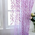 thumbnail image 4 of Aosijia 2 Pieces Willow Window Curtain Voile Tulle Room Salix Leaf Sheer Gauze Curtain Voile Panel Drapes Curtain Purple Color for Living Room Bedroom Balcony, 4 of 9
