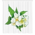 thumbnail image 3 of Ambesonne Jasmine Shower Curtain, Freshness and Purity, 69"Wx84"L, Lime Green White, 3 of 3