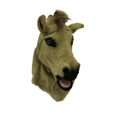 Brown Horse Moving Mouth Faux Fur Adult Costume Mask