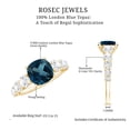 thumbnail image 5 of Rosec Jewels 3.25 CT Cushion Cut London Blue Topaz Solitaire Ring with Side Stone Moissanite, 14K Yellow Gold, US 9.50, 5 of 8
