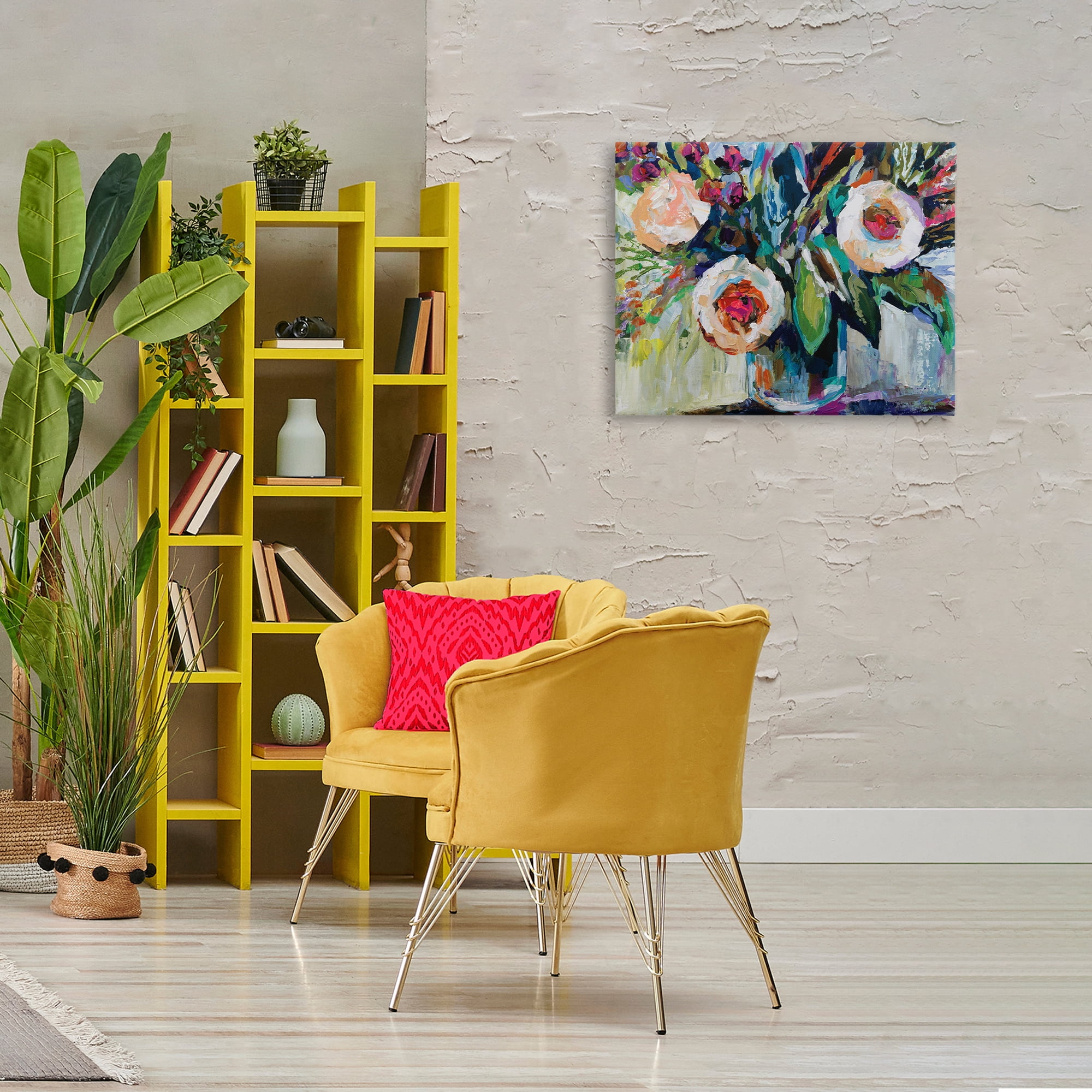 Stupell Industries Modern Fiesta Flowers Plants & Flowers Painting Wrapped Canvas Art Print Wall Art, 30 x 24