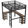 thumbnail image 6 of Full Loft Bed with L-Shaped Desk,Heavy Duty Metal Loft Bed Frame with Ladder and Shelf for Kids, Adults, Space Saving Design,Black, 6 of 8