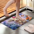 thumbnail image 2 of YIMEIS Highland cows among flowers Floral rug Soft Non-slip 2Pcs Flannel Mat and Kitchen Rugs,16''x24'' & 17''x47'',for Bathroom Entryway Bedroom, 2 of 10