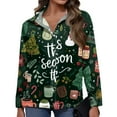thumbnail image 4 of Women Christmas Tree Print Button Down Shirt Long Sleeve Casual Loose Fit Holiday Blouse Merry Christmas Top, 4 of 5