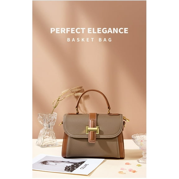 Top-Grain Leather Handbag - High-End Texture, Fashionable Handheld & Crossbody Bag, Niche Luxury Shoulder Bag, Versatile Style