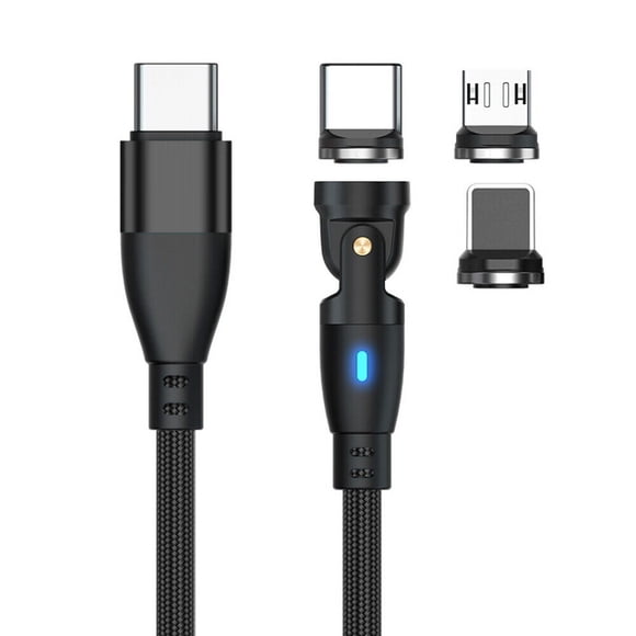 PD 100W Magnetic USB C Charging Cable Data Sync 360°+180° Rotation 9pin Connector + Type C Tips for iPhone ,iPad,iPod,Macbook,Android Phones