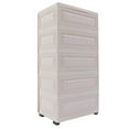 thumbnail image 6 of 6 Drawers Dresser Chest, Freestanding 5-Layer Plastic Storage Cabinet Tower with Lock and Wheels for Living Room Bedroom Children's Room Pink, 6 of 8