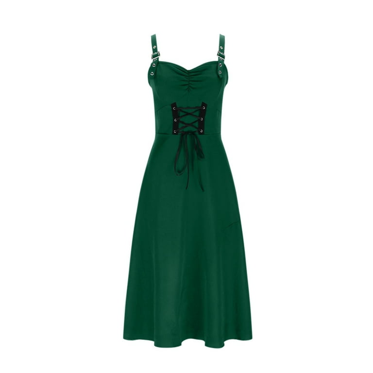 ZVAVZ Women's Victorian Gothic Dress Vintage Sleeveless Mini DressLace up  Medieval Masquerade Party Dresses Green,XXL - Walmart.com
