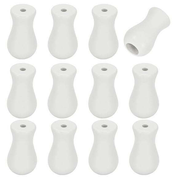 Uxcell 12Pcs Cord Knobs, Wood Cord Tassel Drops Pull End Pendant for Window Blinds and Curtains, White Cylinder